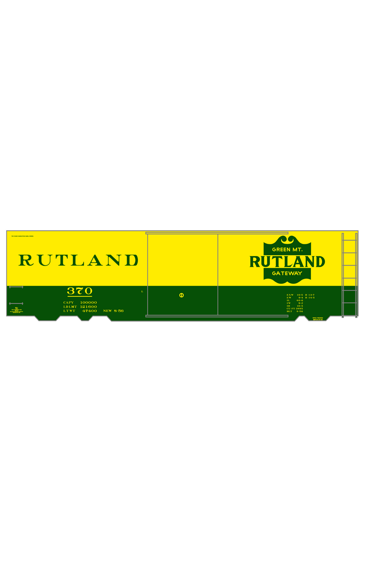 Rutland 40 Ft Boxcar Green and Yellow