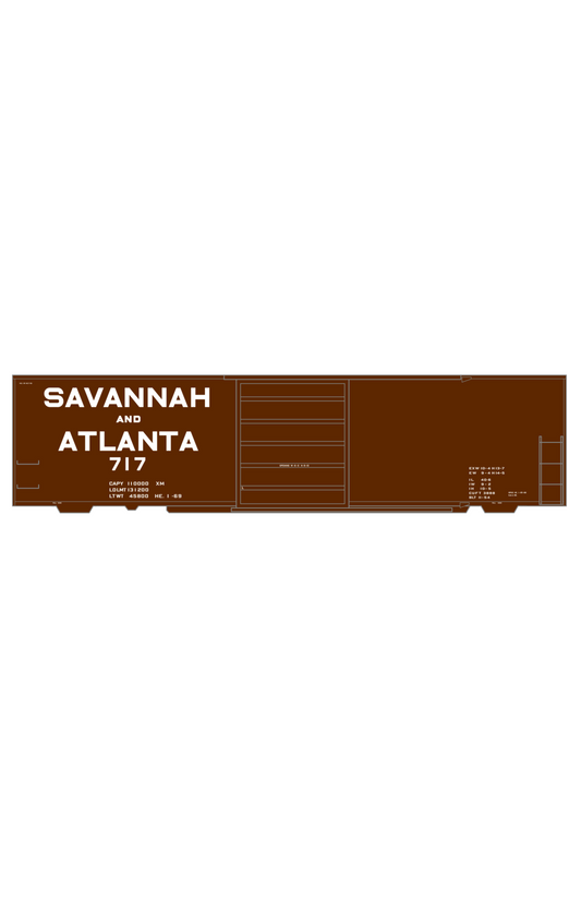 Savannah and Atlanta 40 Ft Boxcar White Block Lettering
