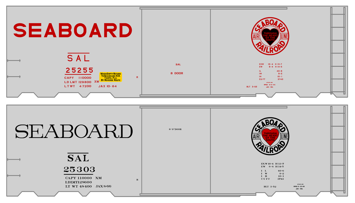 Seaboard Air Line Aluminum 40 Ft Boxcar Red and Black Late Scheme