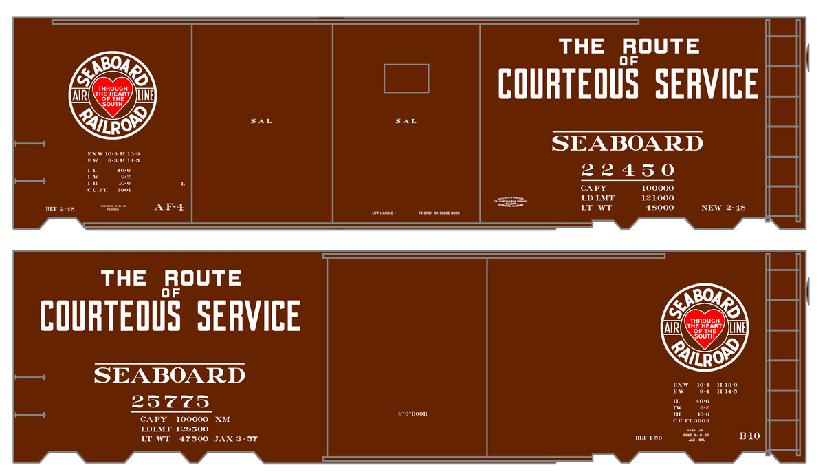 Seaboard Air Line Courteous Service Boxcar White and Red