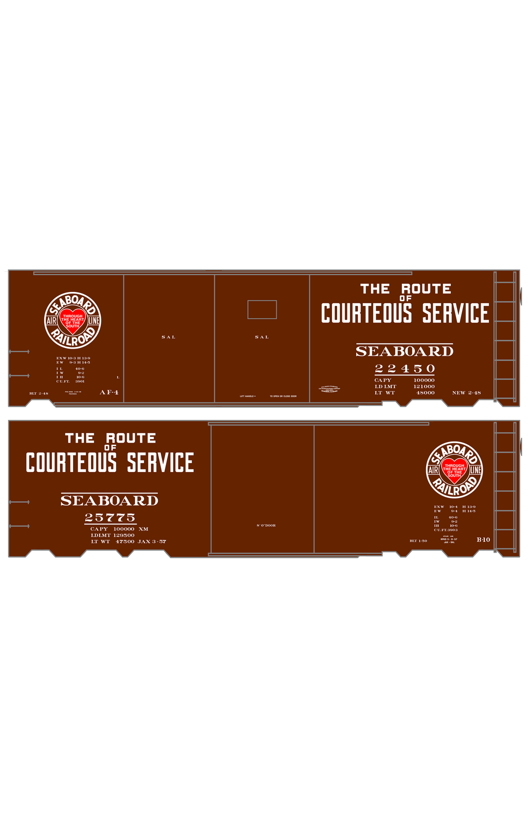 Seaboard Air Line Courteous Service Boxcar White and Red