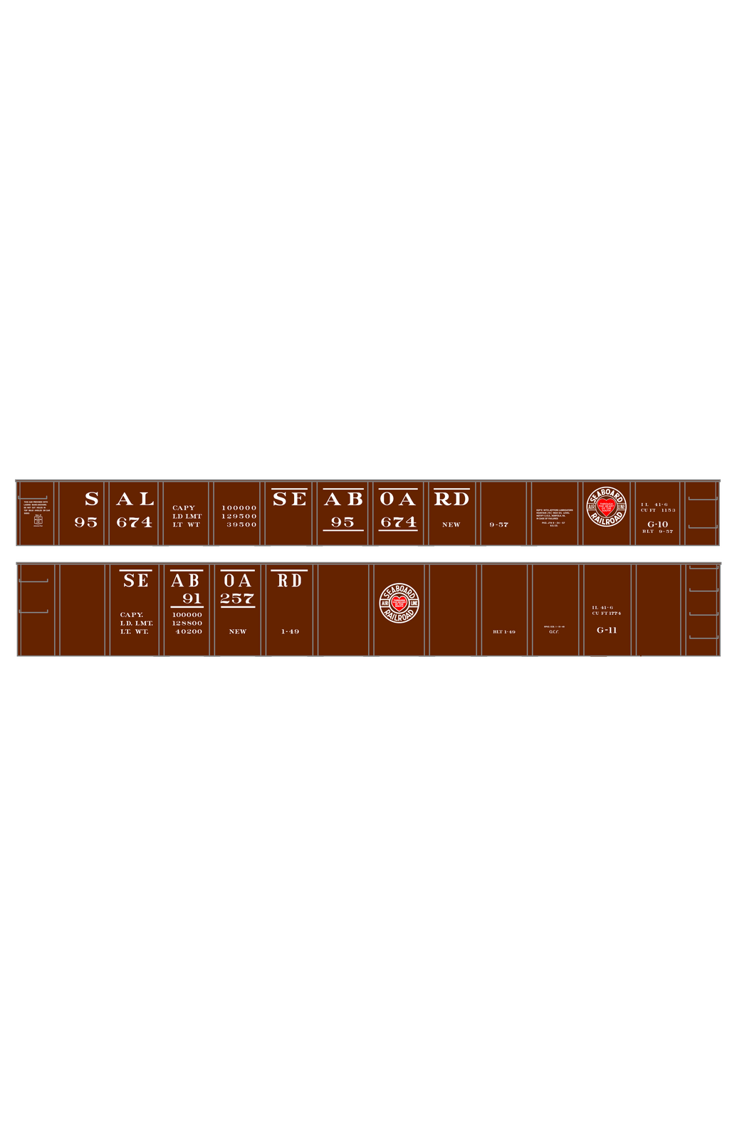 Seaboard Air Line 41 Ft Gondola White and Red