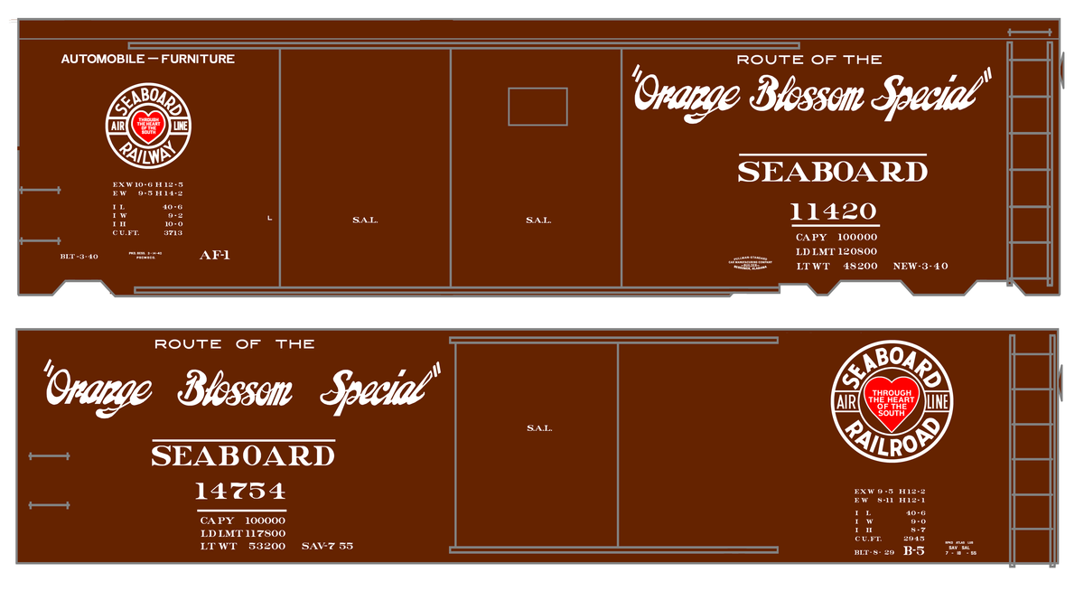 Seaboard Air Line Orange Blossom Special Boxcar White and Red