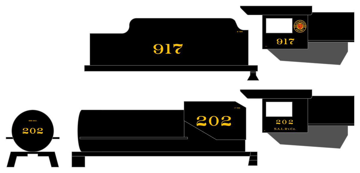 Seaboard Air Line Steam Locomotive Dulux Gold  - Decal
