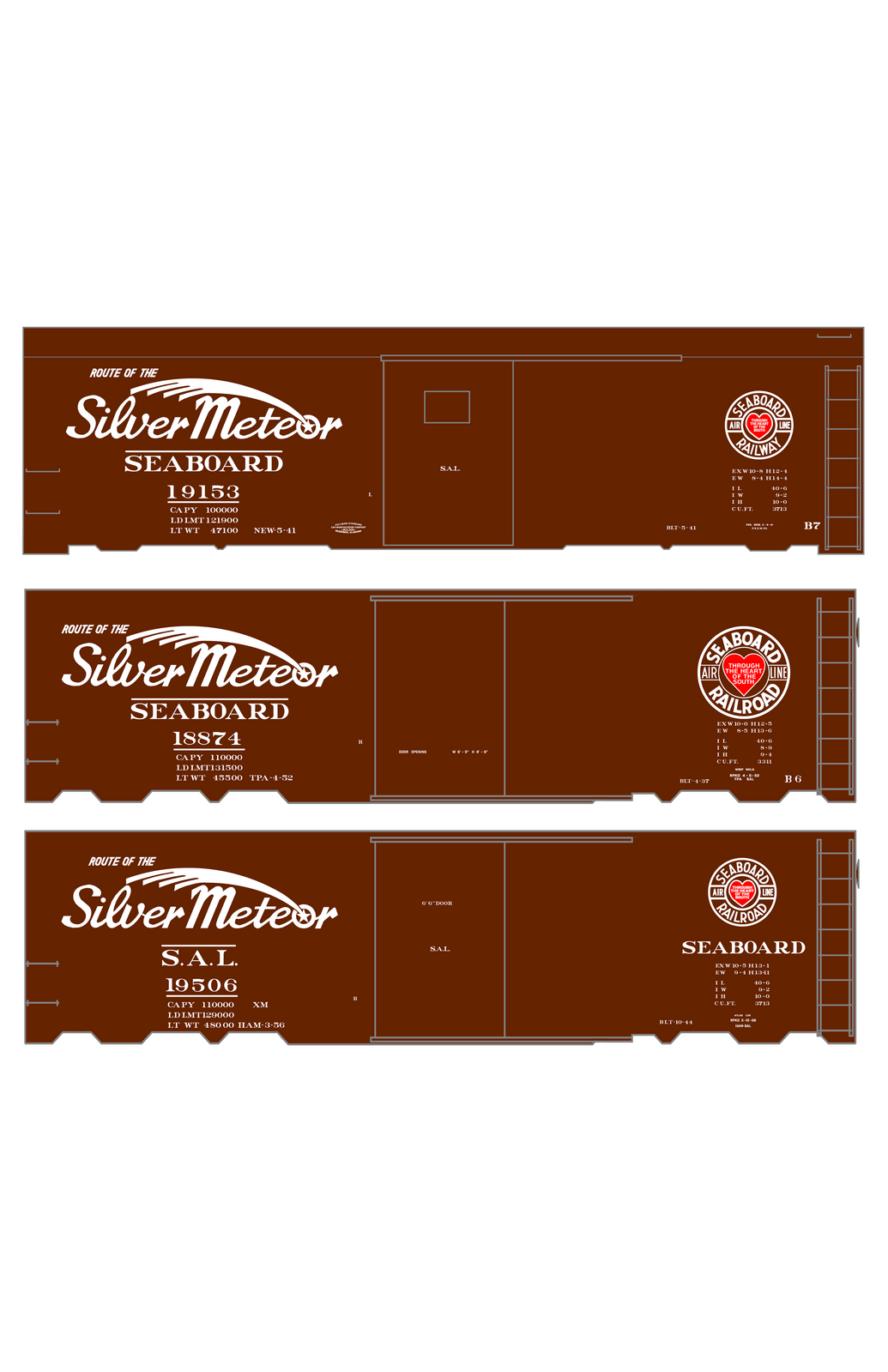 Seaboard Air Line Silver Meteor Boxcar White and Red
