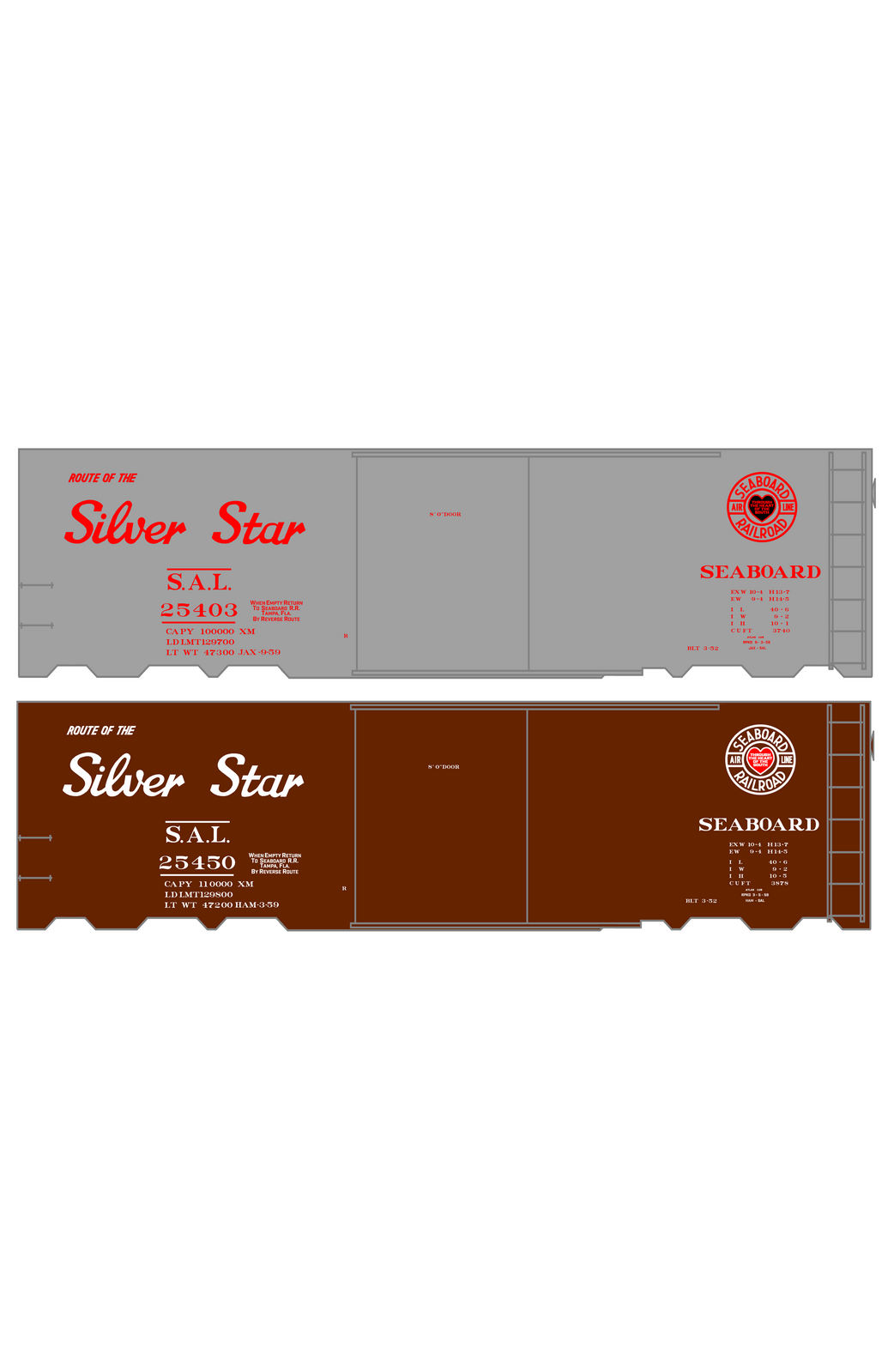 Seaboard Air Line Silver Star Boxcar Red and White