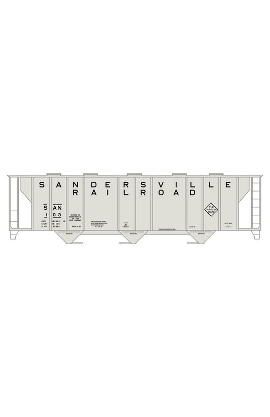 Sandersville Railroad PS2 3 Bay Covered Hopper Black