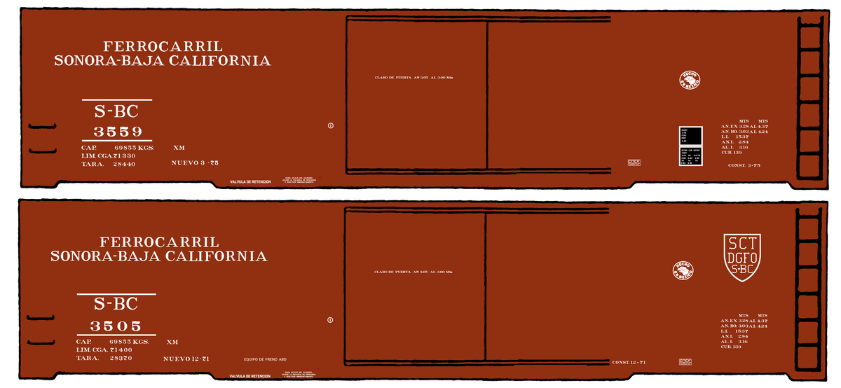 Ferrocarril Sonora Baja California 50 Ft Boxcar White SBC Mexico