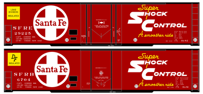 Santa Fe Rr-81, Rr-82 50 Ft Insulated Boxcars White and Yellow Shock Control