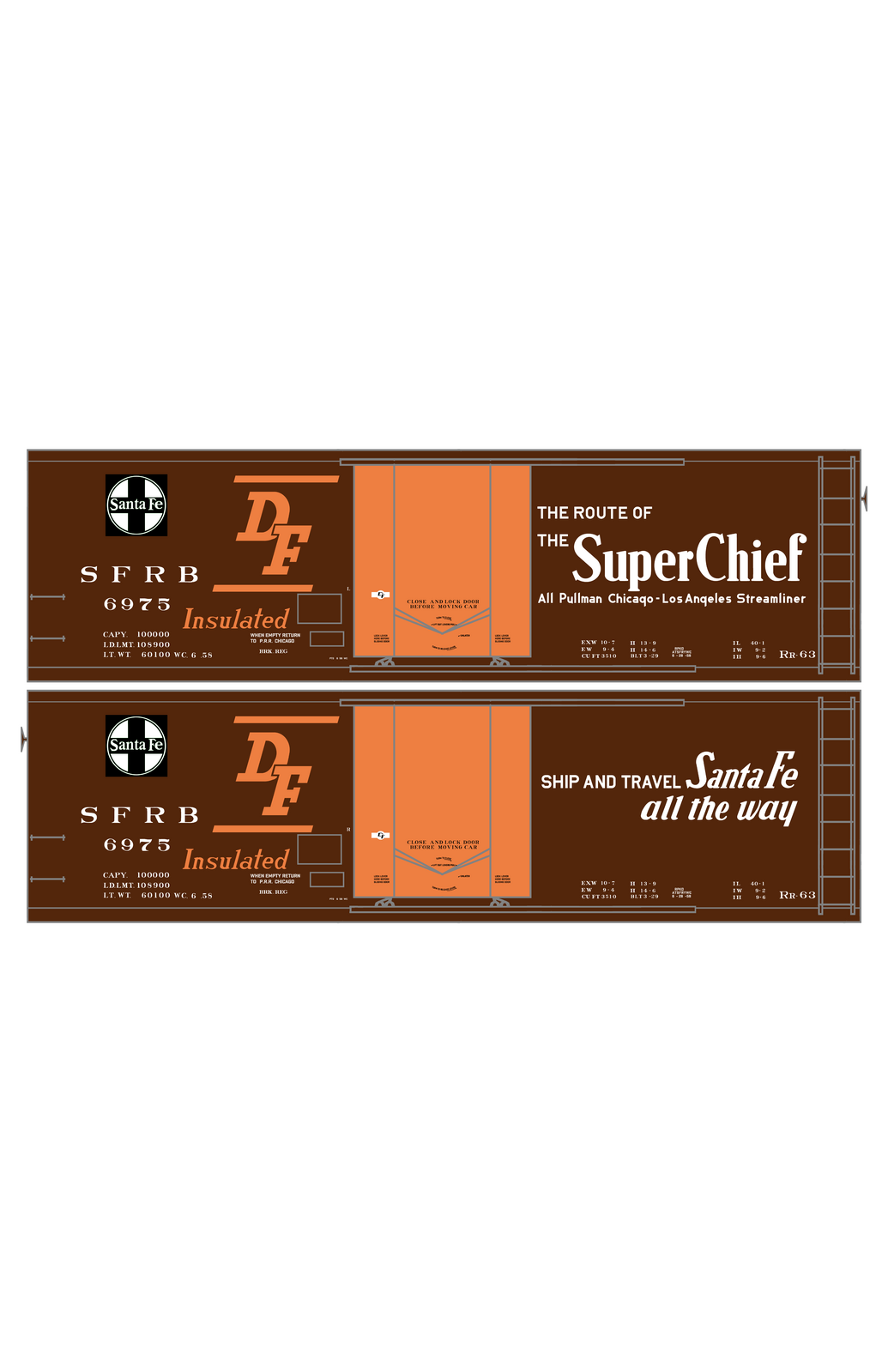 Santa Fe Reefer Despatch 40 Ft Insulated Boxcar White and Orange Super Chief
