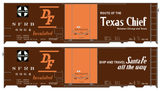 Santa Fe Reefer Despatch 40 Ft Insulated Boxcar White and Orange Texas Chief - Decal