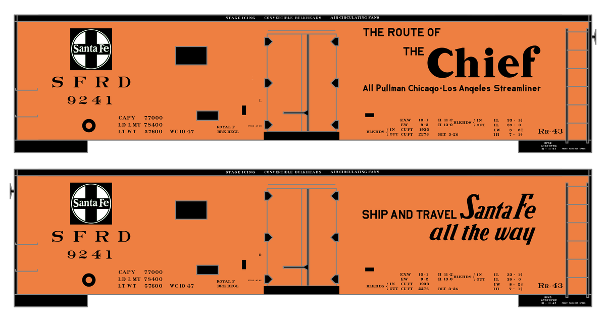 Santa Fe Reefer Despatch 40 Ft Ice Reefer Black Chief - Decal