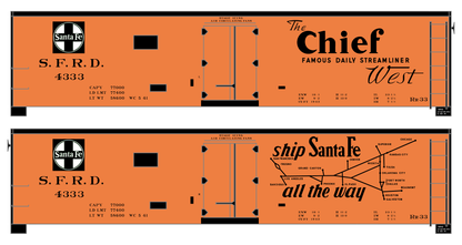 Santa Fe Reefer Despatch 40 Ft Ice Reefer Black Chief/Map - Decal