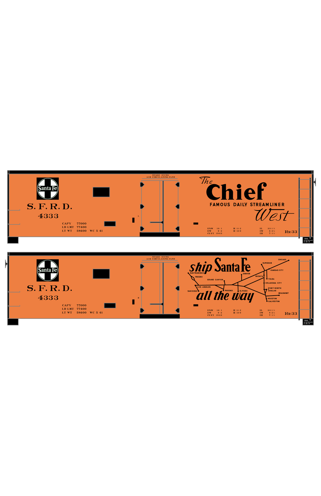 Santa Fe Reefer Despatch 40 Ft Ice Reefer Black Chief/Map