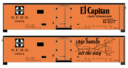 Santa Fe Reefer Despatch 40 Ft Ice Reefer Black El Capitan/Map - Decal