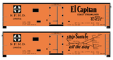 Santa Fe Reefer Despatch 40 Ft Ice Reefer Black El Capitan/Map - Decal
