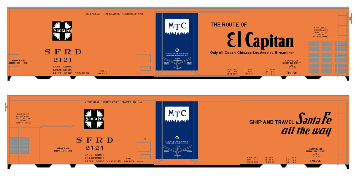 Santa Fe Reefer Despatch 50 Ft Mechanical Reefer Black El Capitan MTC - Decal