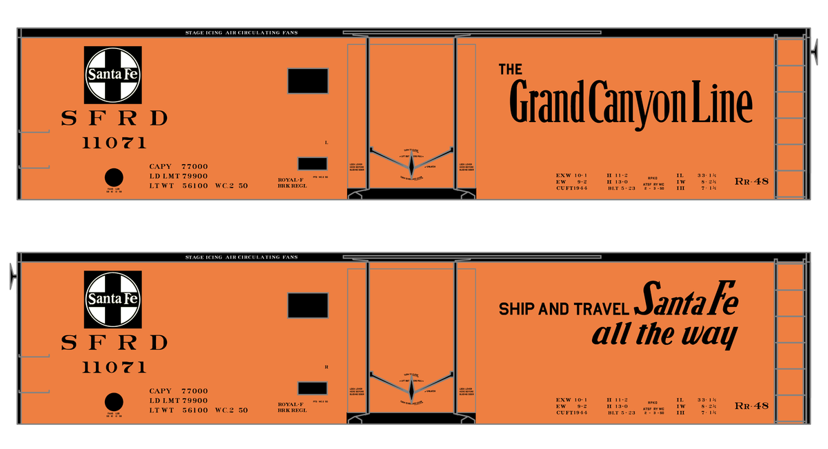 Santa Fe Reefer Despatch 40 Ft Ice Reefer Black Grand Canyon - Decal