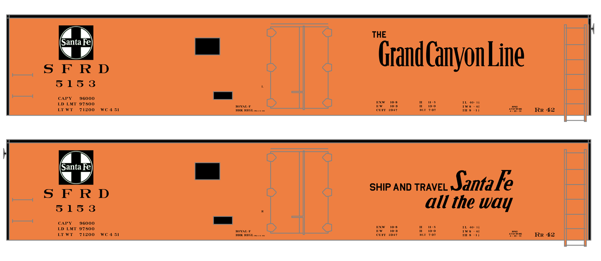 Santa Fe Reefer Despatch 50 Ft Ice Reefer Black Grand Canyon - Decal