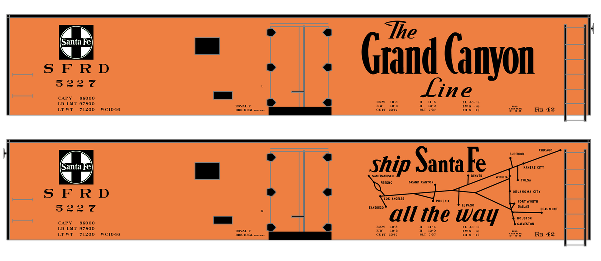 Santa Fe Reefer Despatch 50 Ft Ice Reefer Black Grand Canyon/Map - Decal