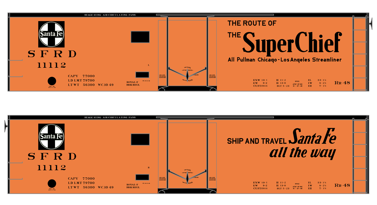 Santa Fe Reefer Despatch 40 Ft Ice Reefer Black Super Chief - Decal