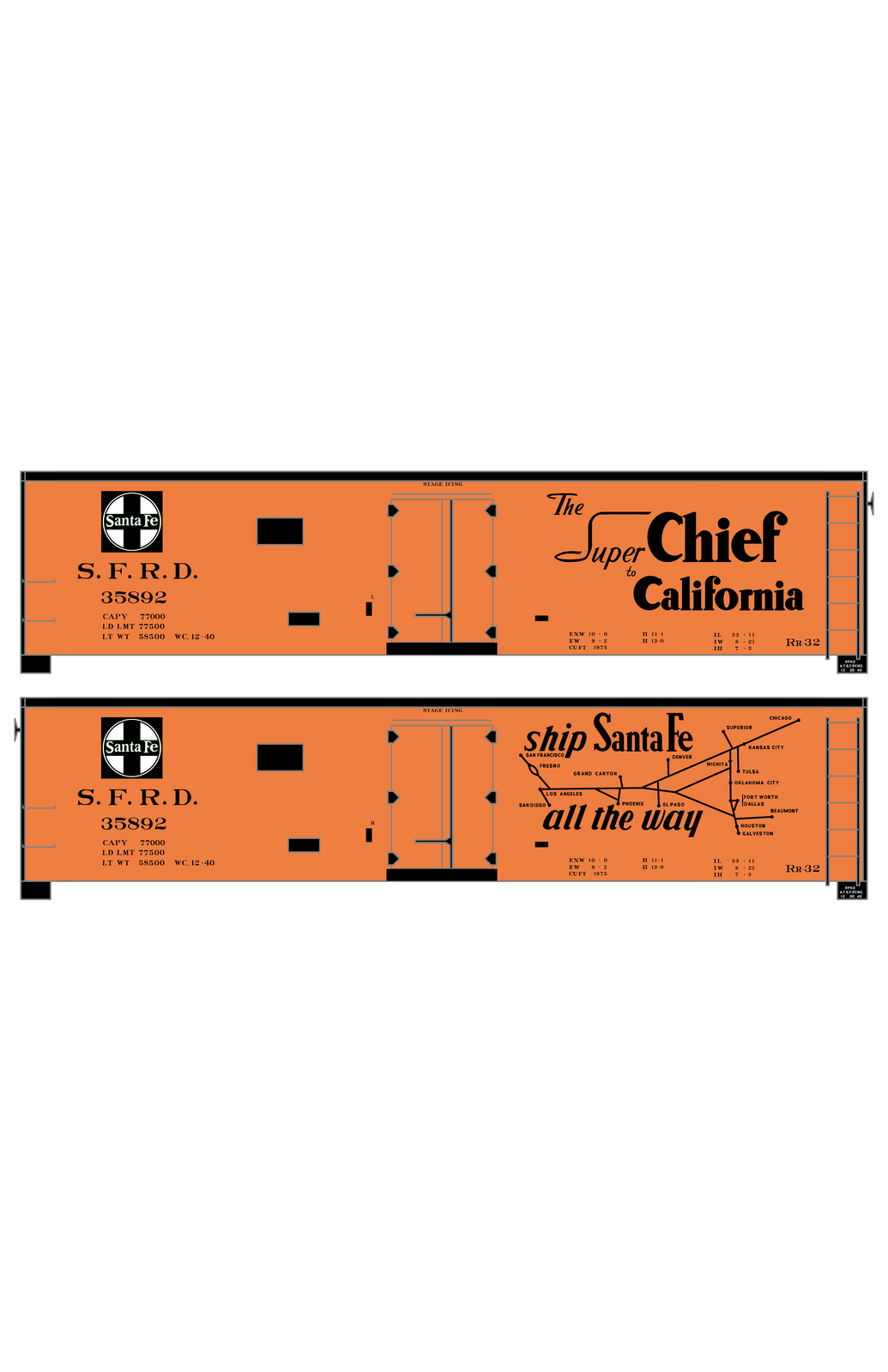 Santa Fe Reefer Despatch 40 Ft Ice Reefer Black Super Chief/Map