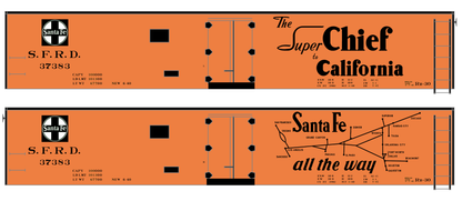 Santa Fe Reefer Despatch 50 Ft Ice Reefer Black Super Chief/Map - Decal