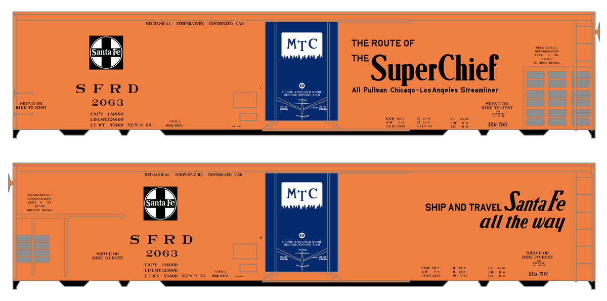 Santa Fe Reefer Despatch 50 Ft Mechanical Reefer Black Super Chief MTC - Decal