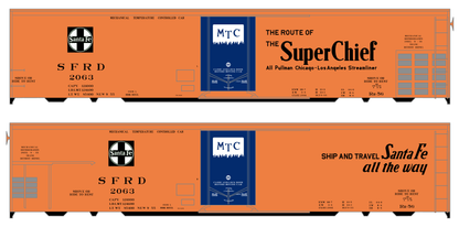 Santa Fe Reefer Despatch 50 Ft Mechanical Reefer Black Super Chief MTC - Decal