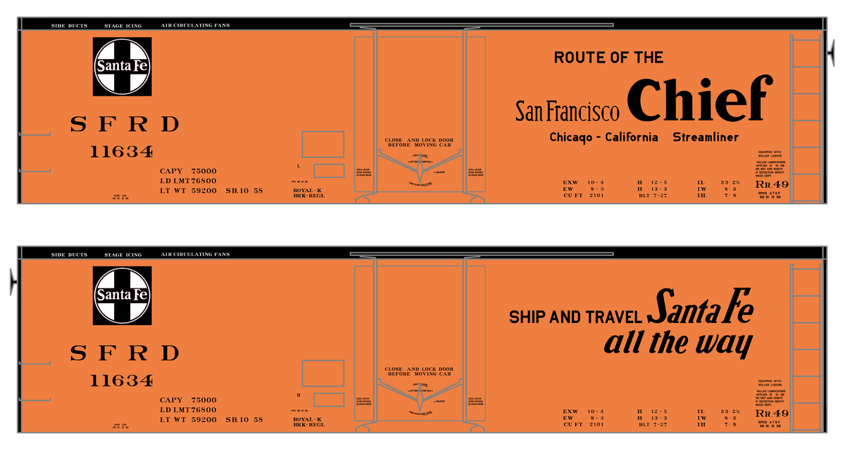 Santa Fe Reefer Despatch 40 Ft Ice Reefer Black San Francisco Chief - Decal