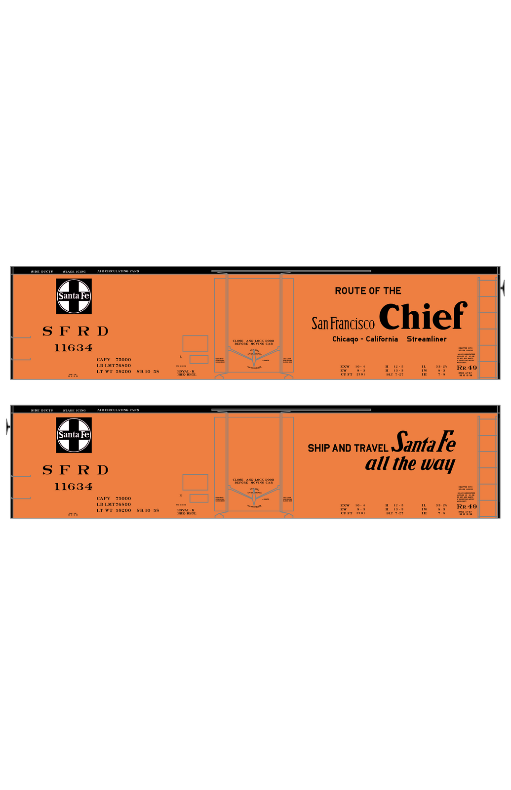 Santa Fe Reefer Despatch 40 Ft Ice Reefer Black San Francisco Chief