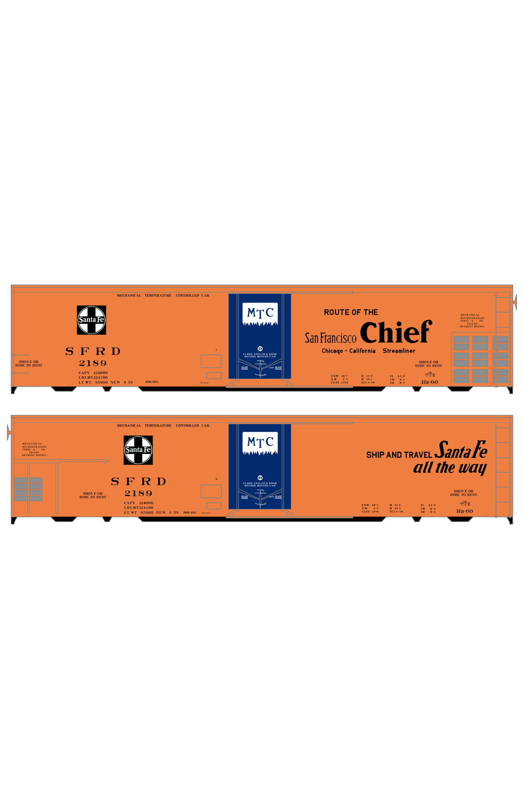 Santa Fe Reefer Despatch 50 Ft Mechanical Reefer Black San Francisco Chief MTC