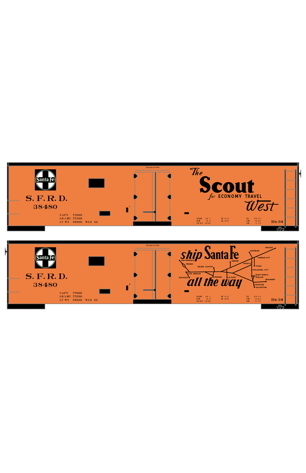 Santa Fe Reefer Despatch 40 Ft Ice Reefer Black Scout/Map