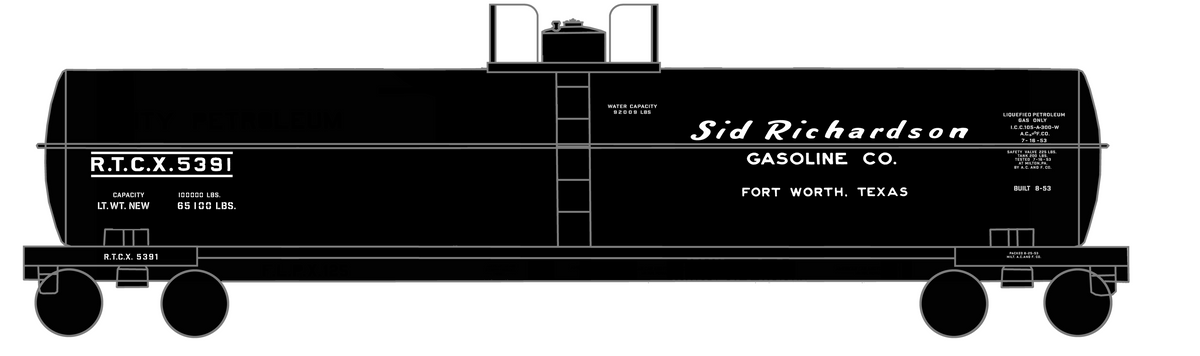 Sid Richardson Gasoline ICC-105A Tank Car White