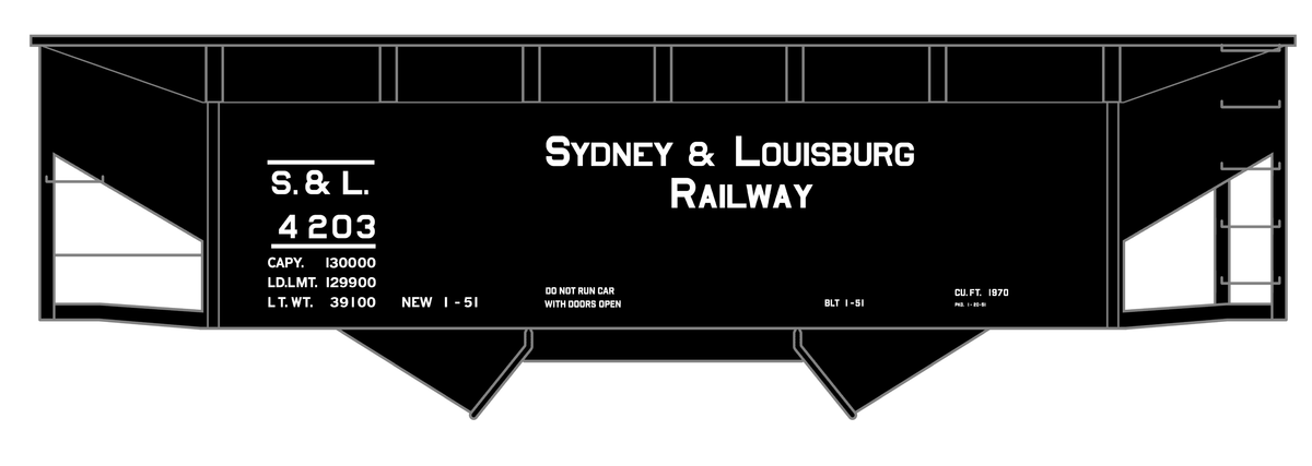 Sydney & Louisburg Offset Twin Hopper White Nova Scotia - Decal