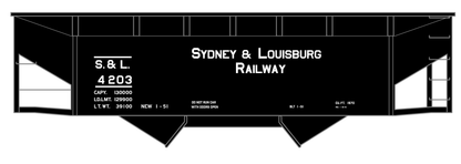 Sydney & Louisburg Offset Twin Hopper White Nova Scotia - Decal