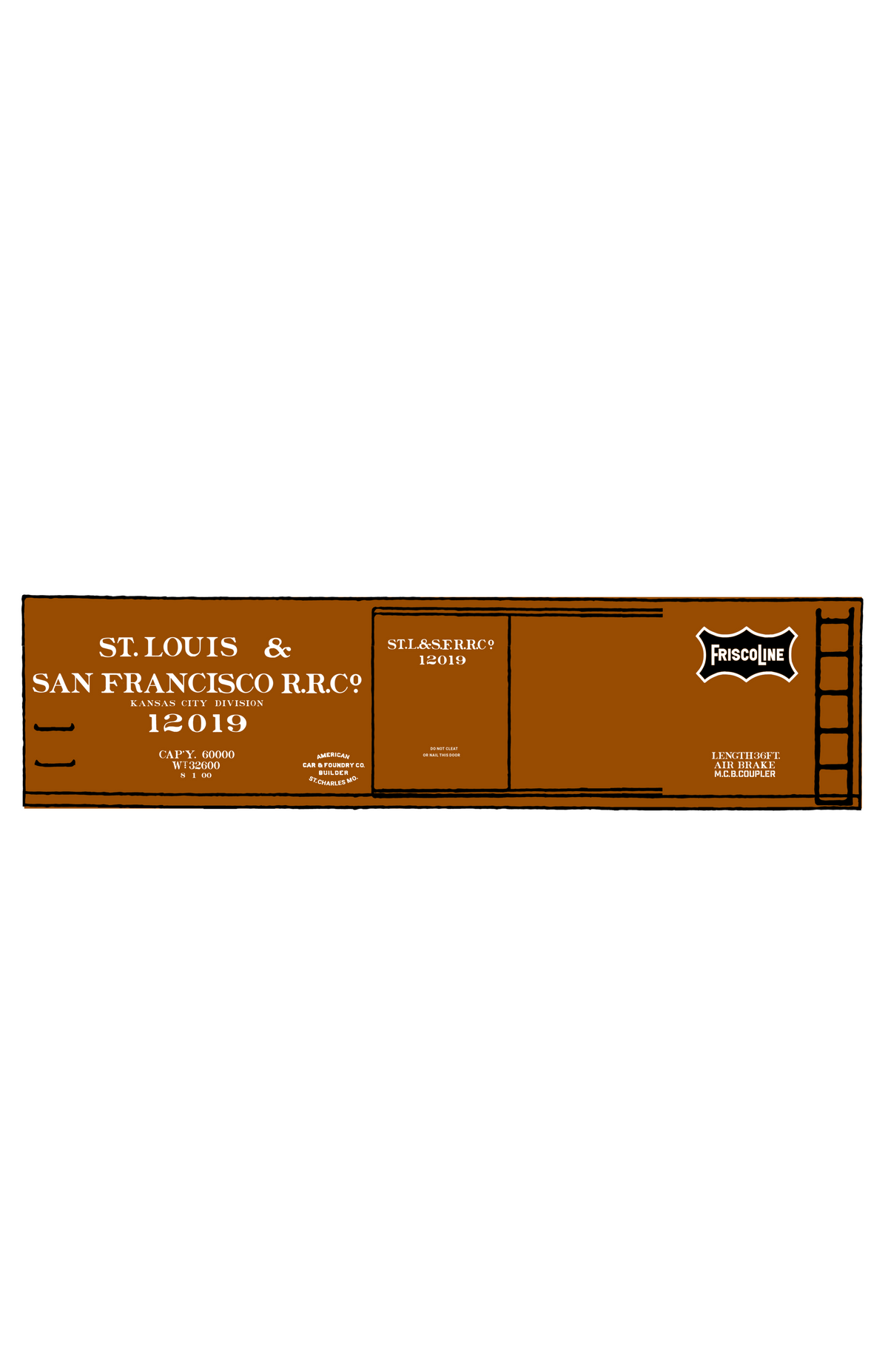 SLSF Frisco 36 Ft Wood Boxcar White