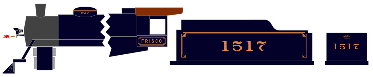 SLSF Frisco Doric Passenger Steam Locomotive Gold