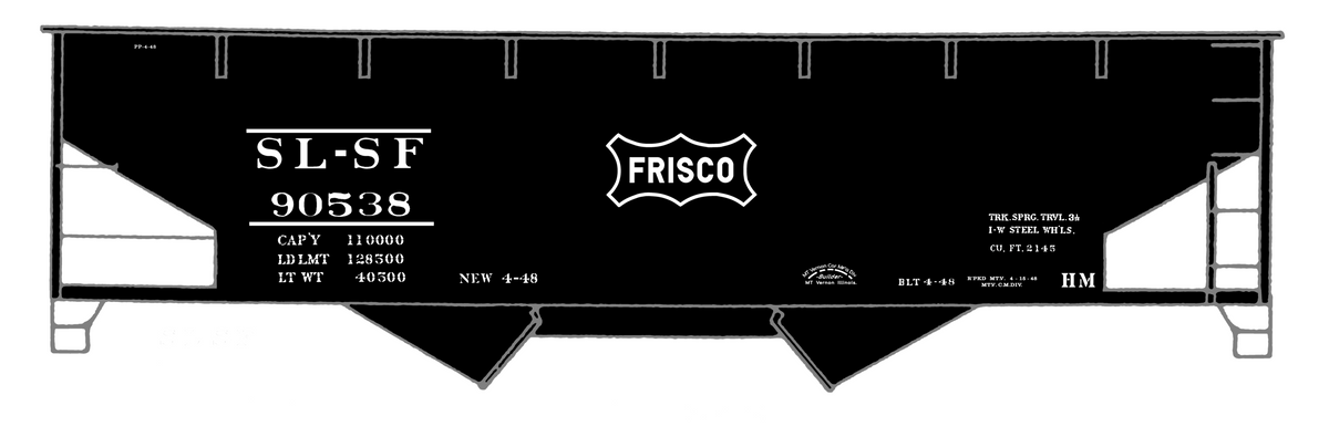 SLSF Frisco Twin Hopper Car White Small Herald