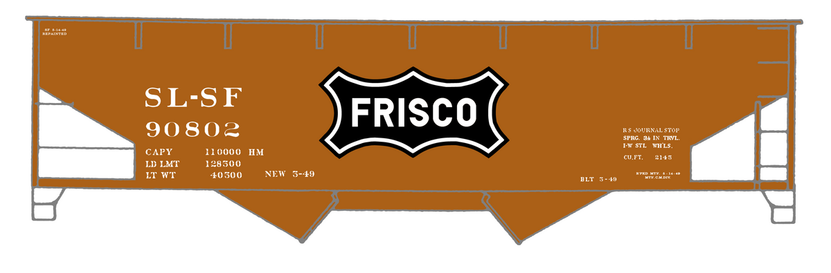SLSF Frisco Twin Hopper Car White Large Herald