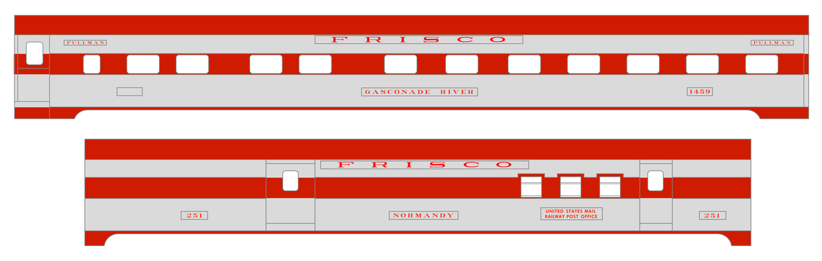 SLSF Frisco Streamlined Passenger Car Red