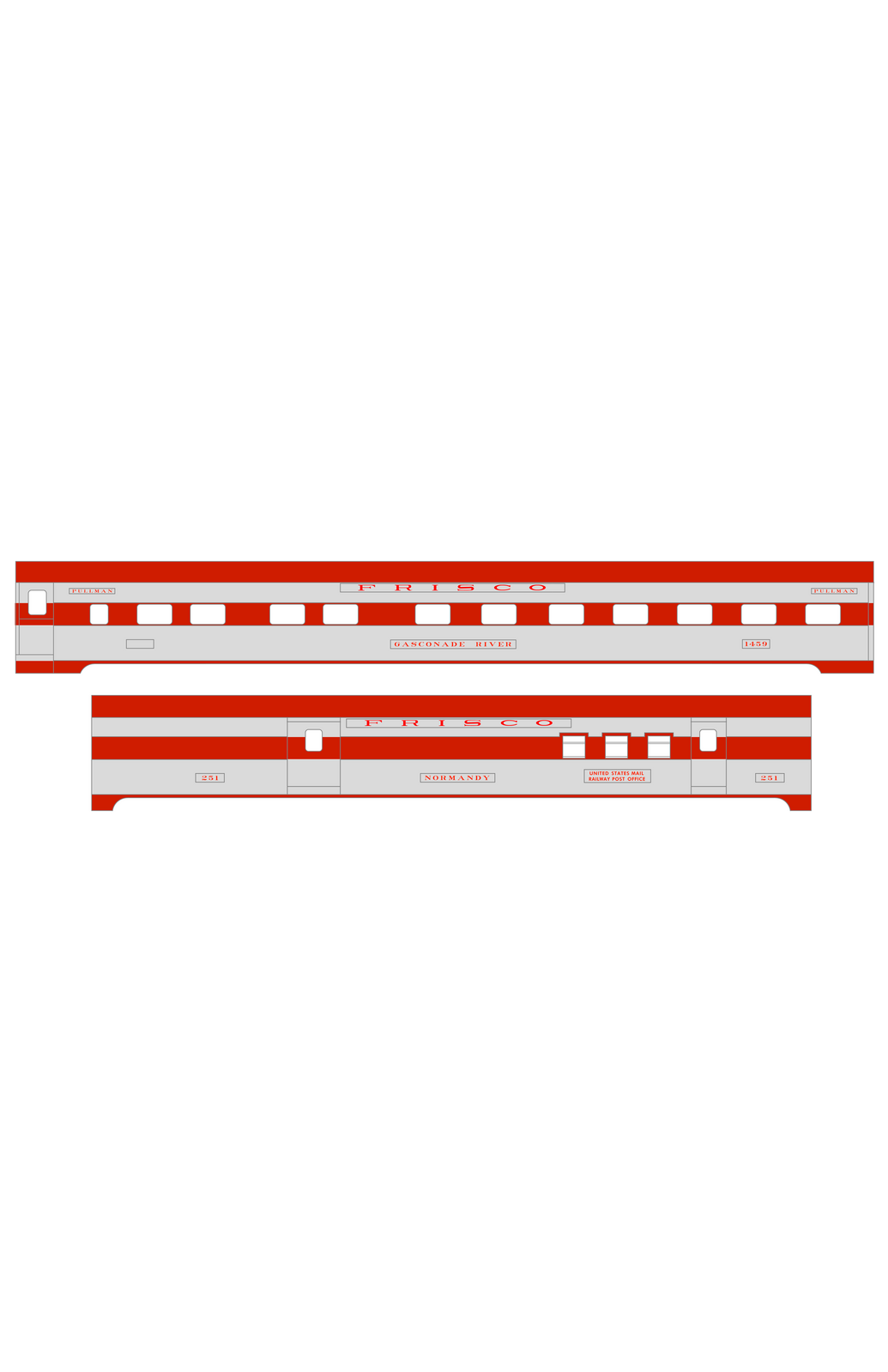 SLSF Frisco Streamlined Passenger Car Red