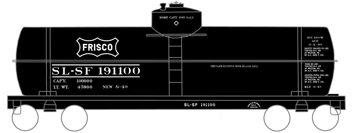SLSF Frisco Tank Car White