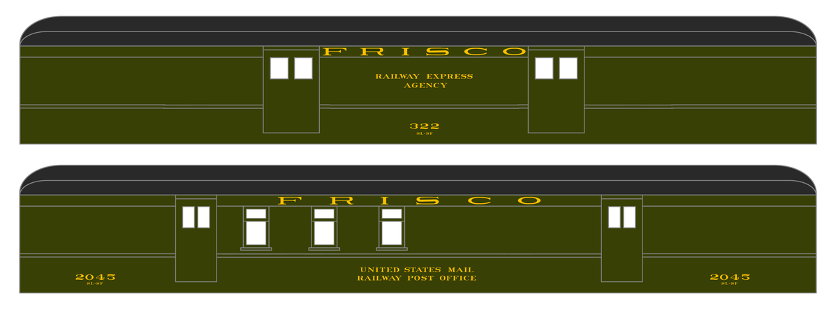 SLSF Frisco Heavyweight Passenger Cars Dulux Gold  - Decal