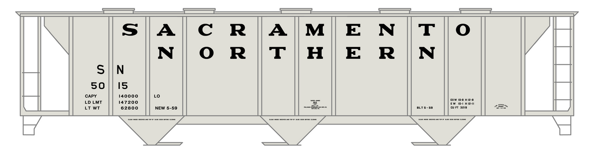 Sacramento Northern PS2 3 Bay Covered Hopper Black