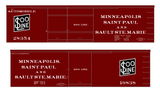 Soo Line 34 and 36 Ft Wood Boxcars White and Black  - Decal