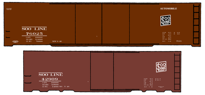 Soo Line 40 and 50 Ft Boxcars White