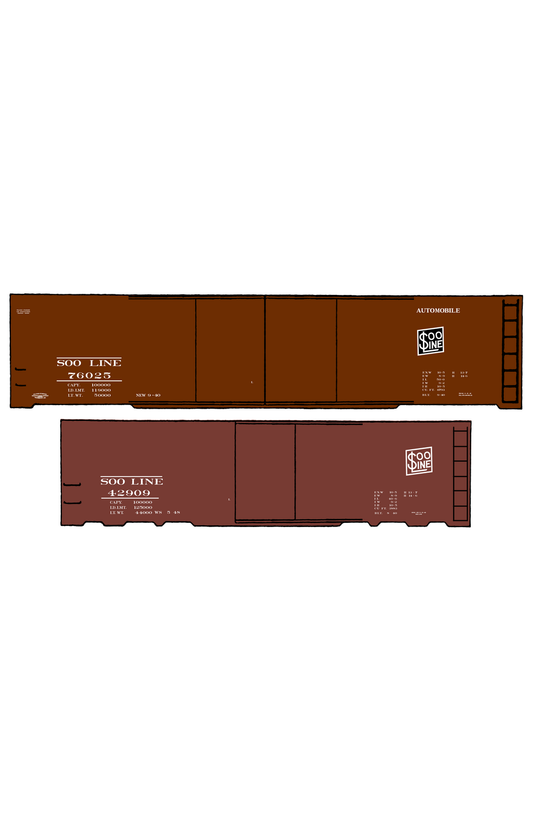 Soo Line 40 and 50 Ft Boxcars White