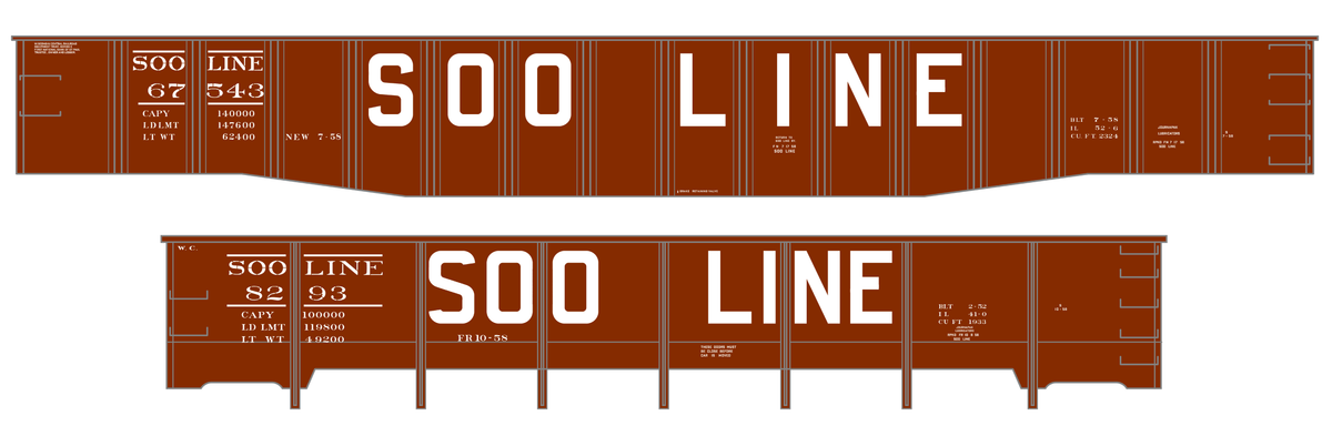 Soo Line 40 Ft, 52 Ft Gondolas White  - Decal