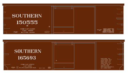 Southern Railway 36 Ft Wood Boxcar White  - Decal